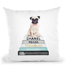 Bookstack Pug Pink Bow Throw Pillow By Amanda Greenwood