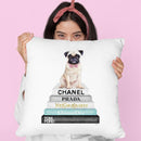 Bookstack Pug Pink Bow Throw Pillow By Amanda Greenwood