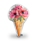 Ice Cream Red Poppy Shaped Throw Pillow by Amanda Greenwood - by all about vibe