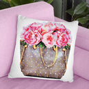 Brown Bag Filled With Pink Peonies Throw Pillow By Amanda Greenwood