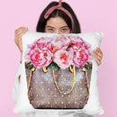 Brown Bag Filled With Pink Peonies Throw Pillow By Amanda Greenwood