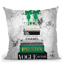 Tall Book Stack Emerald With Bowoes, With Grunge Throw Pillow By Amanda Greenwood