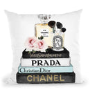 Books Of Fashion, Blue, Makeup Set Throw Pillow By Amanda Greenwood