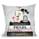 Books Of Fashion, Pink, Makeup Set, Grey Grunge Throw Pillow By Amanda Greenwood