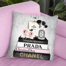 Books Of Fashion, Pink, Makeup Set, Grey Grunge Throw Pillow By Amanda Greenwood