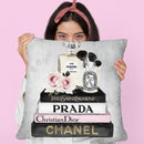 Books Of Fashion, Pink, Makeup Set, Grey Grunge Throw Pillow By Amanda Greenwood