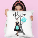 Eiffel Tower With Audrey & Balloons Throw Pillow By Amanda Greenwood