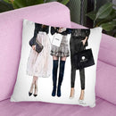 Three Best Friends, Black Pink Throw Pillow By Amanda Greenwood
