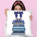 Tall Blue Books, Blue Shoes Throw Pillow By Amanda Greenwood
