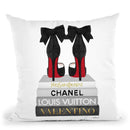 Medium Books Grey Tone, Black Shoes Red Sole Throw Pillow By Amanda Greenwood