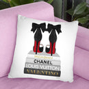 Medium Books Grey Tone, Black Shoes Red Sole Throw Pillow By Amanda Greenwood