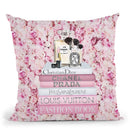 Blush Fashion Books On Pink Flower Wall Throw Pillow By Amanda Greenwood