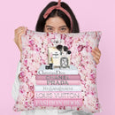 Blush Fashion Books On Pink Flower Wall Throw Pillow By Amanda Greenwood