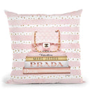 Books Medium Blush With Quilted Bag. Pink Stripes Gold Dots Throw Pillow By Amanda Greenwood