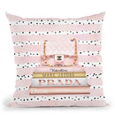 Books Medium Blush With Quilted Bag. Pink Stripes Black Dots Throw Pillow By Amanda Greenwood