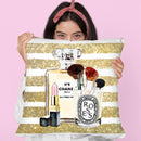 Make Up Set - Soft Pink Lipstick With Gold Stripe Throw Pillow By Amanda Greenwood