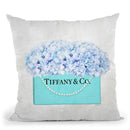 Teal Blue Shopper Pearl Handle Blue Hydrangeas Textured Throw Pillow By Amanda Greenwood