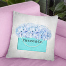 Teal Blue Shopper Pearl Handle Blue Hydrangeas Textured Throw Pillow By Amanda Greenwood