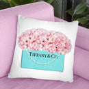 Teal Blue Shopper Pearl Handle Pink Hydrangeas Throw Pillow By Amanda Greenwood