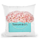 Teal Blue Shopper Pearl Handle Peach Hydrangeas Throw Pillow By Amanda Greenwood