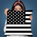 American Flag Bw Throw Pillow By Andrea Haase