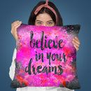 Believe Pink Throw Pillow By Andrea Haase