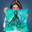 Blue Octopus Throw Pillow By Andrea Haase