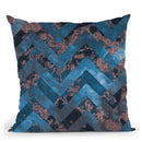 Blue Rose Gold Chevron Throw Pillow By Andrea Haase