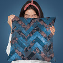 Blue Rose Gold Chevron Throw Pillow By Andrea Haase