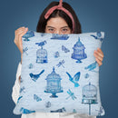 Blue Vintage Bird Cage I Throw Pillow By Andrea Haase