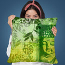 Buddha Green I Throw Pillow By Andrea Haase