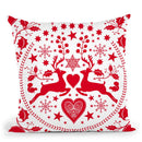 Folk Art Xmas Deer White Throw Pillow By Andrea Haase