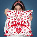 Folk Art Xmas Deer White Throw Pillow By Andrea Haase
