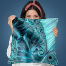 Ice Blue Fractal Wave Rug Throw Pillow By Andrea Haase