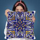 Oriental Tiles Blue Gold I Throw Pillow By Andrea Haase