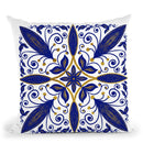 Oriental Tiles Blue Gold Ii Throw Pillow By Andrea Haase