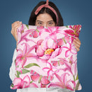 Pink Watercolor Flower Pattern Throw Pillow By Andrea Haase