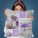 Purple Flowers Collage Throw Pillow By Andrea Haase