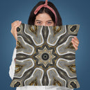 Tile Gold Grey Throw Pillow By Andrea Haase