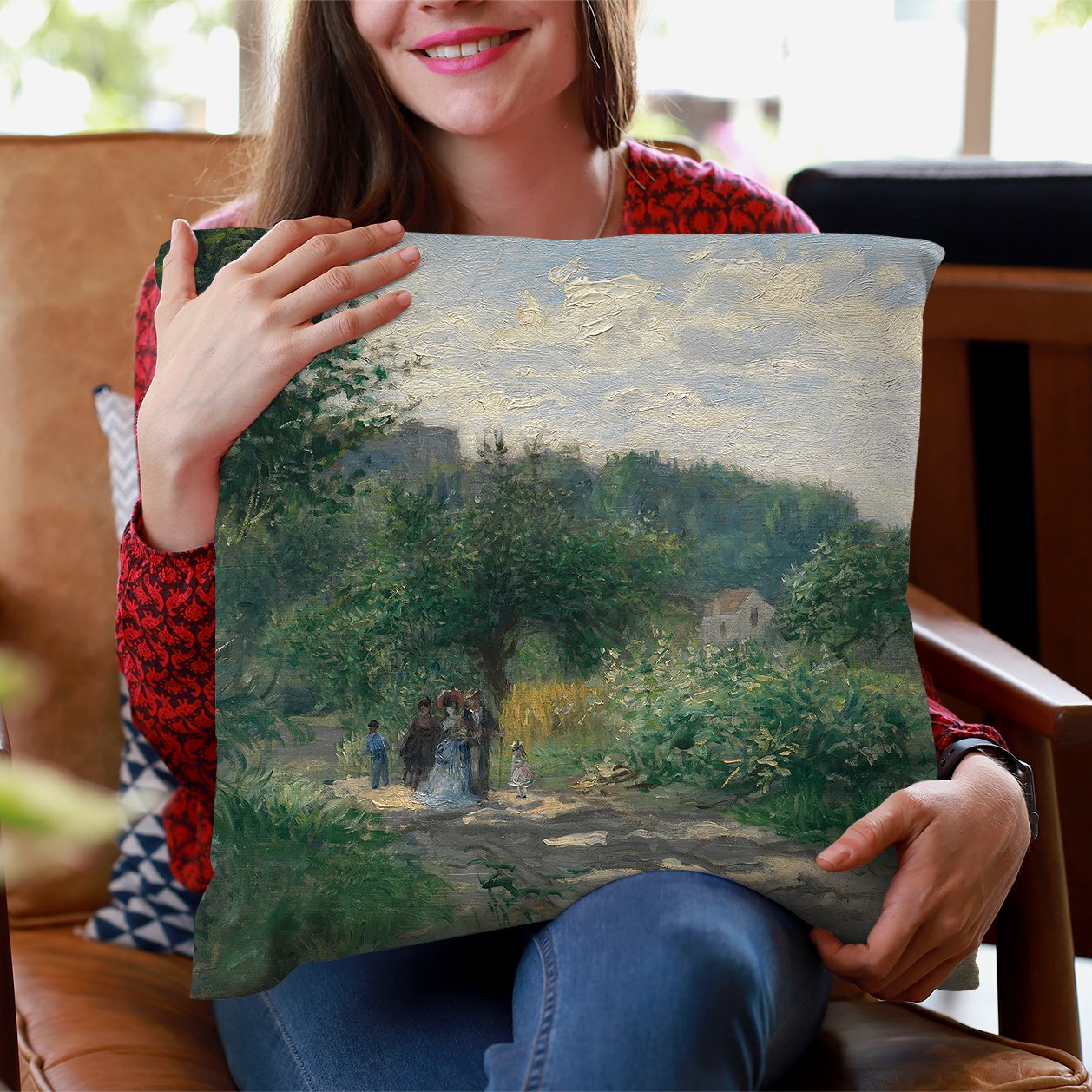 A Road In Louveciennes Throw Pillow By Auguste Renoir