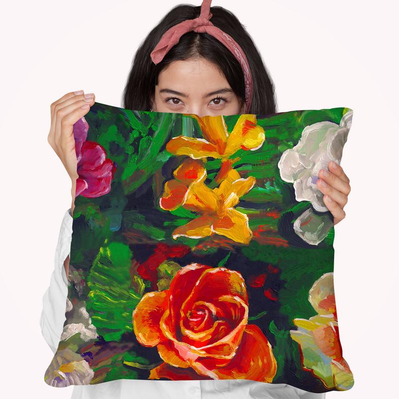6 Flowers Throw Pillow By Howie Green - All About Vibe