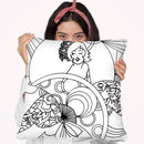 Circle Lady Lineart Throw Pillow By Howie Green - All About Vibe