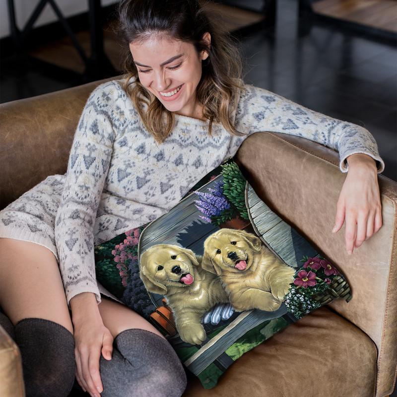 Wagging Along For The Ride Throw Pillow By Jenny Newland - All About Vibe