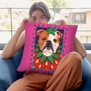 Bulldog Strawberry Throw Pillow By Tomoyo Pitcher - All About Vibe