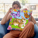 Buterfly Kitten Throw Pillow By Tomoyo Pitcher - All About Vibe