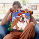 Christmas Bulldog Throw Pillow By Tomoyo Pitcher - All About Vibe