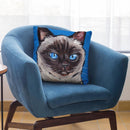 Cat Siamese On Blue Throw Pillow By Hippie Hound Studios - All About Vibe