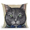 Cat Smokey Gray Tabby Throw Pillow By Hippie Hound Studios - All About Vibe