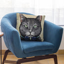 Cat Smokey Gray Tabby Throw Pillow By Hippie Hound Studios - All About Vibe