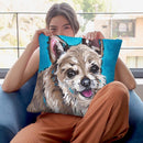 Chihuahua On Blue Expressive Throw Pillow By Hippie Hound Studios - All About Vibe
